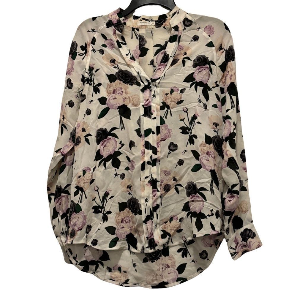 Equipment Liana Silk Floral Long Sleeved Blouse Large - Picture 3 of 9